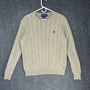 Vintage Polo Golf Ralph Lauren Sweater Mens M Tan Cashmere Blend Cable Knit